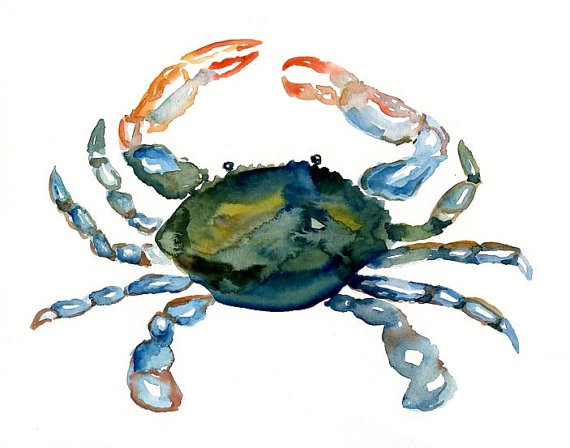 Vivid watercolor crab tattoo design