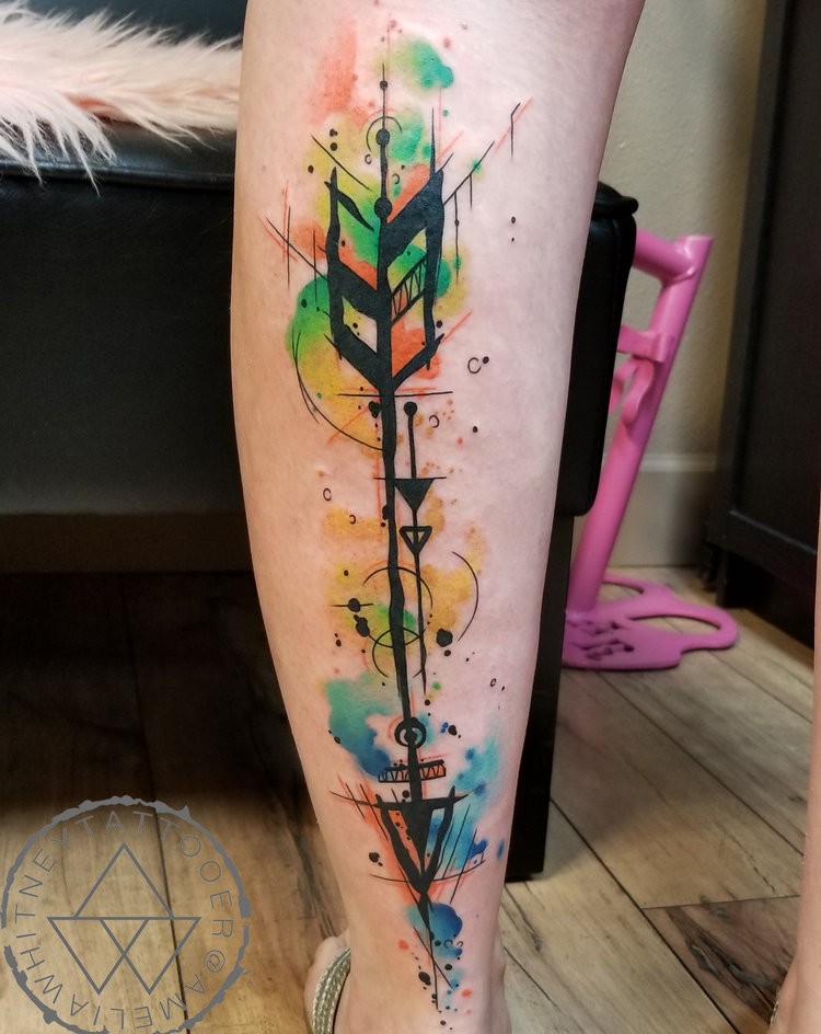 Watercolor tattoo on forearm