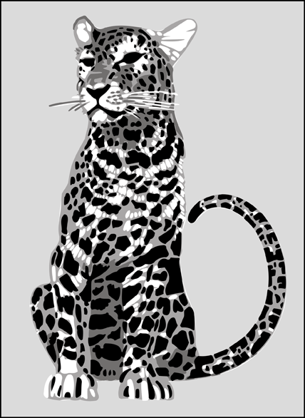 White-and-black spotted sitting leopard tattoo design