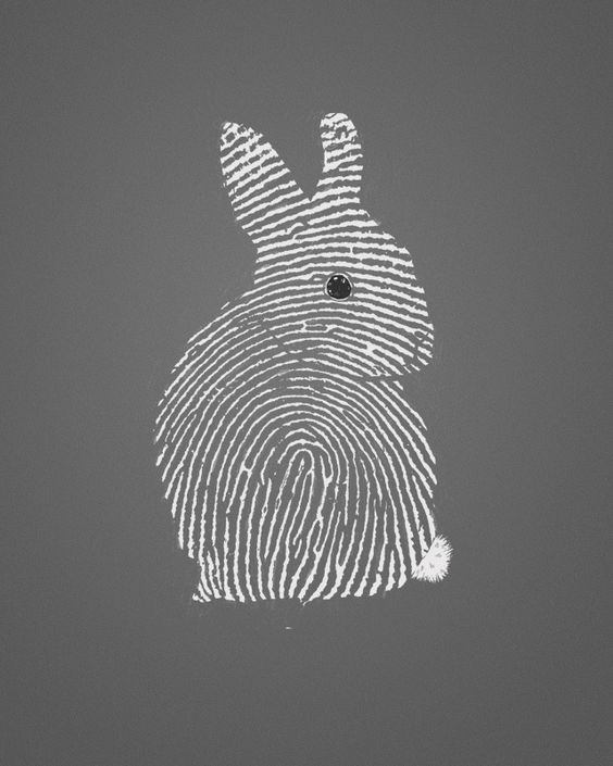 White-ink finger print patterned rodent tattoo design
