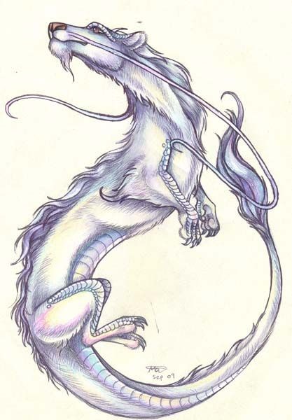 White neverending story dragon tattoo design