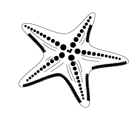 White starfish with black decorated ball print tattoo design by Darth Cena