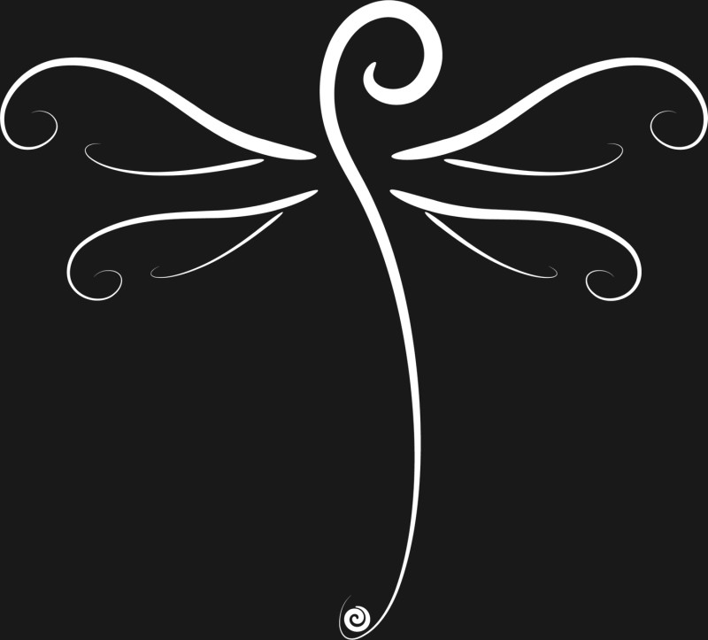 White swirly dragonfly tattoo design