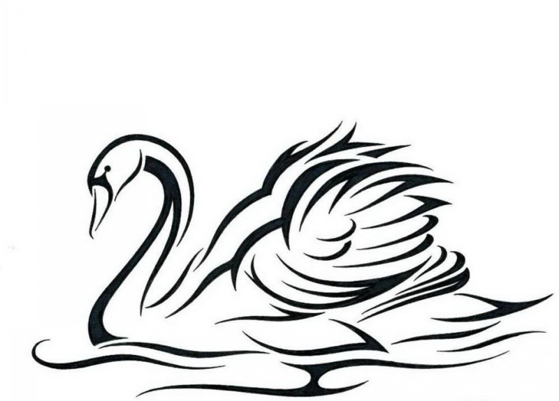White tribal swan tattoo design by Jsharts