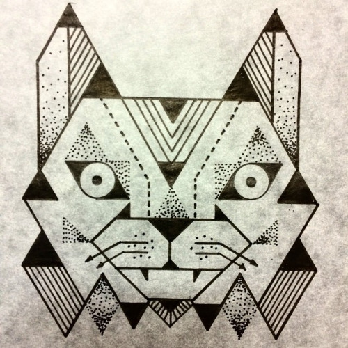 Wide geometric cat muzzle tattoo design