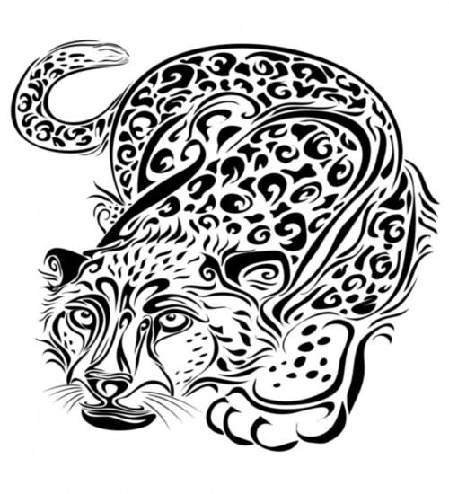 Wild tribal stealing up cheetah tattoo design