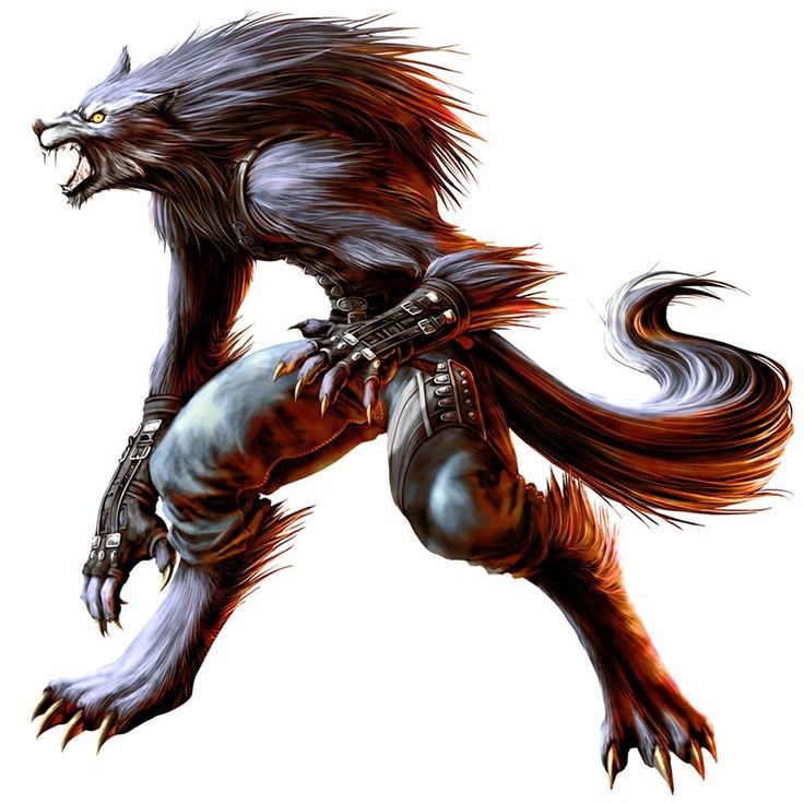 Wonderful fluffy werewolf with modern armour tattoo design