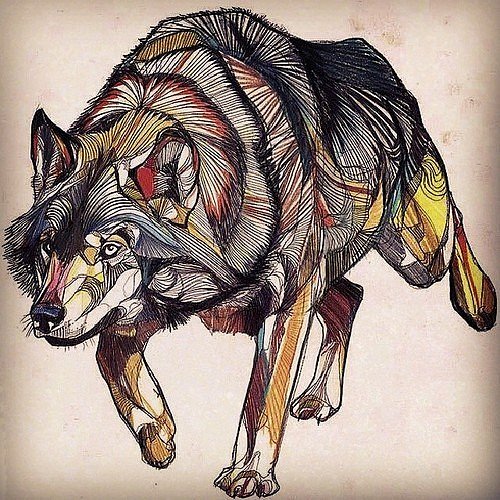 Wonderful full-size running wolf tattoo design