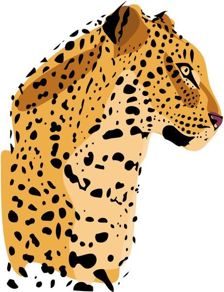 Wonderful orange-color jaguar in profile tattoo design