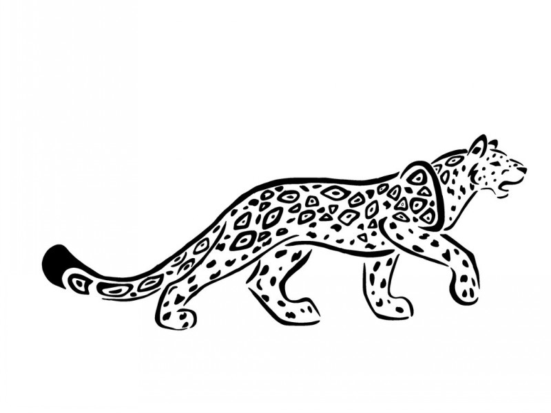 Wonderful yellow-eyed walking jaguar tattoo design