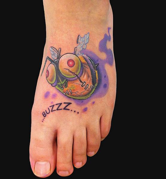 Zombee bee tattoo on foot