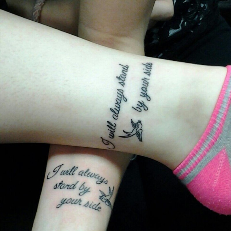 Admirable friendship quote tattoos on legs