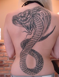 Amazing giant snake tattoo on back