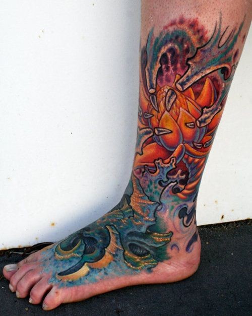 incredibile biomeccanica su piedi e caviglia tatuggio da Carson Hil