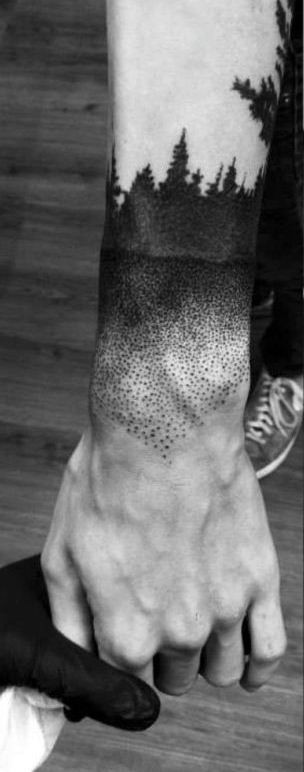 Amazing black forest wrist tattoo