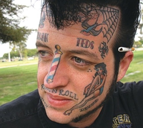 Amazing face tattoo for men