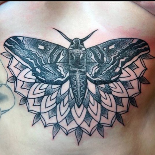 Amazing moth tattoo nice pattern