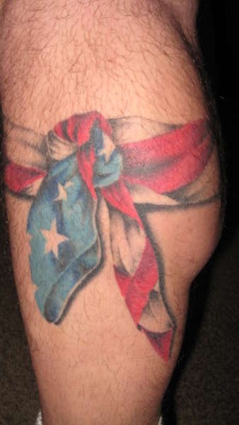 American flag tattoo on leg
