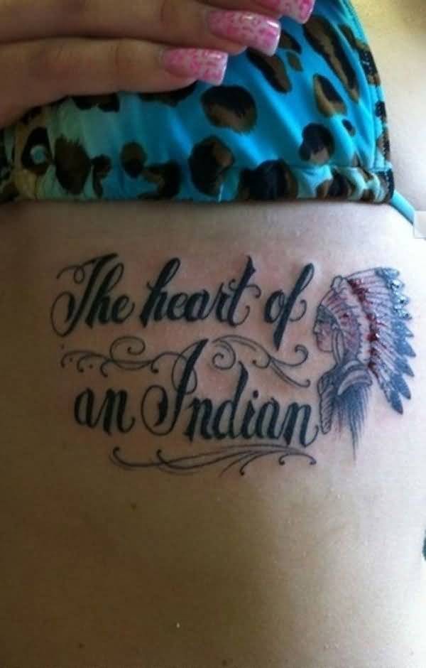 American native little old school Indian tattoo with lettering