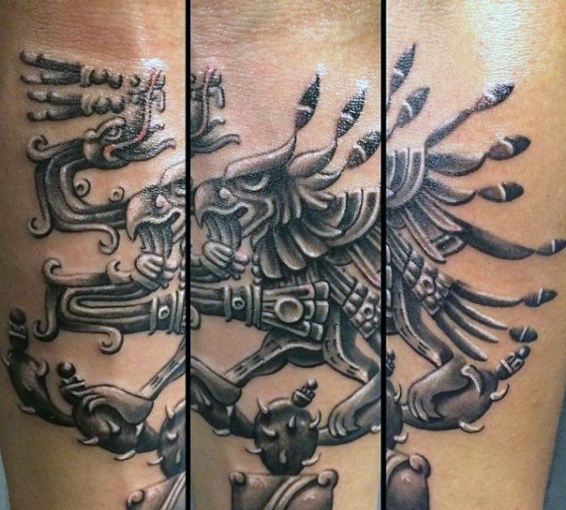 Ancient tribal ornaments tattoo on forearm