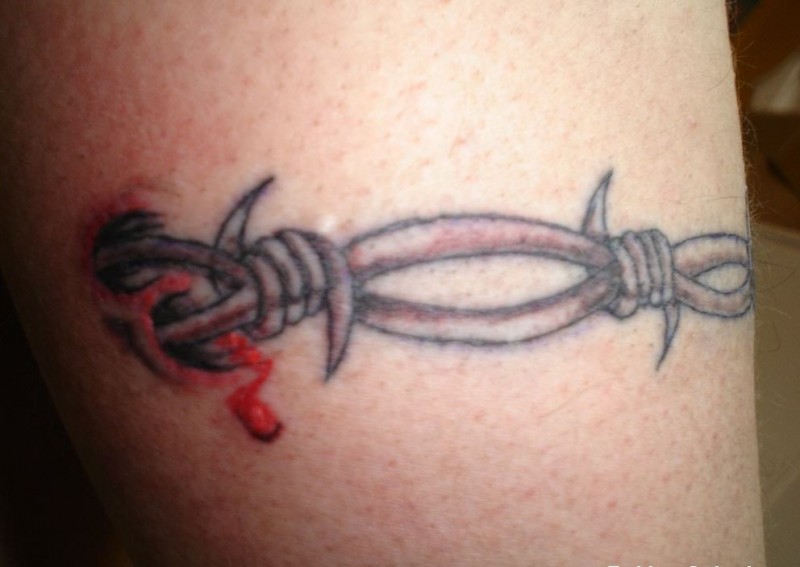 Awesome barbed wire and blood tattoo
