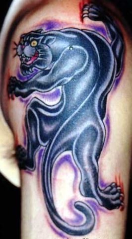 Awesome black panther tattoo on arm