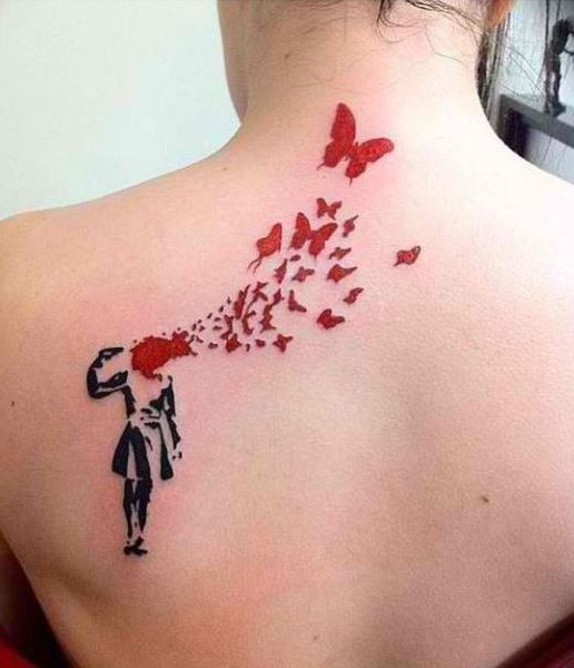 Awesome black red man tattoo