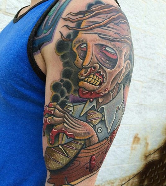 Tatuaje en el brazo,
monstruo repugnante de comics