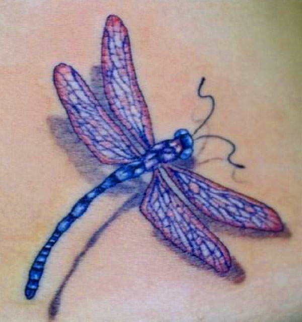 Awesome lilac dragonfly tattoo
