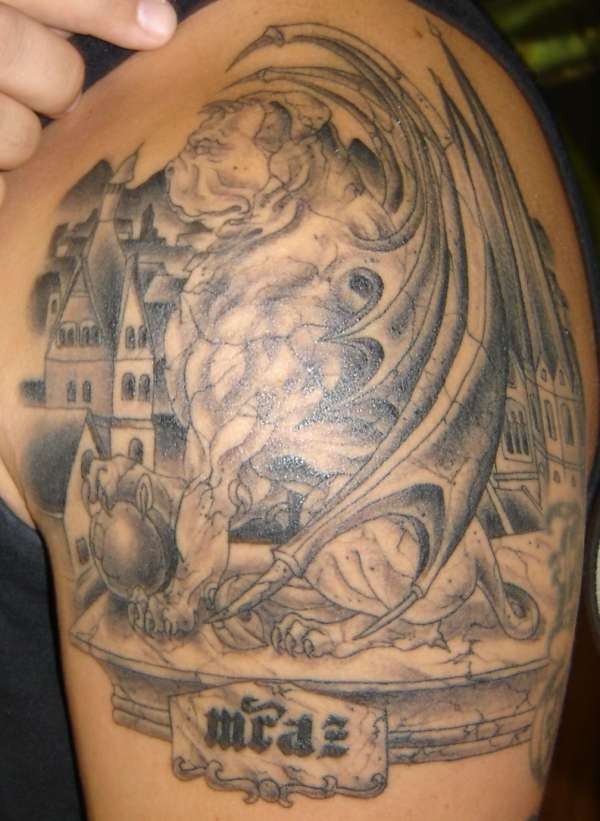 Awesome lion gargoyle tattoo