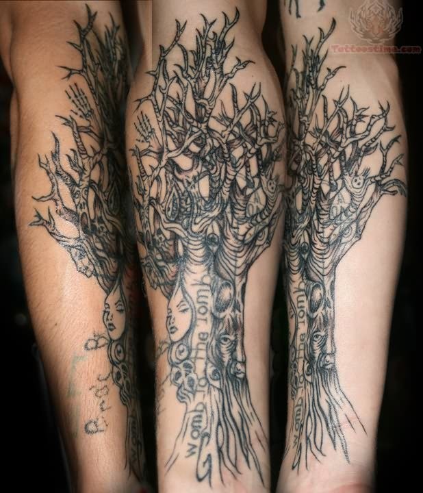 Awesome mutant tree tattoo on arm