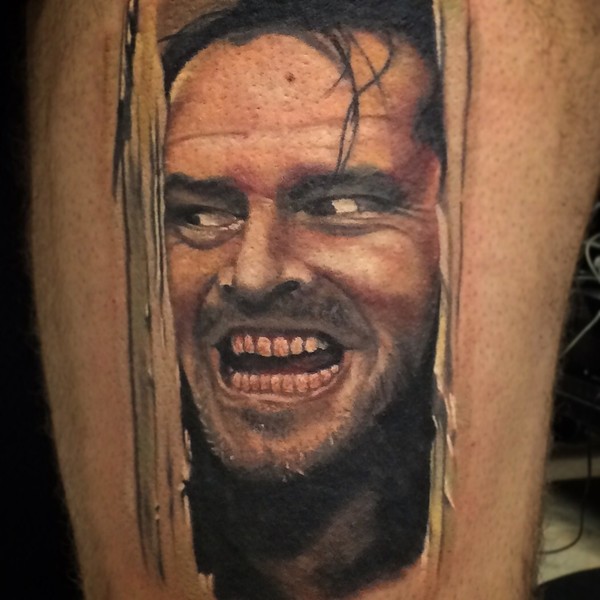 Awesome very detailed old horror movie hero portrait tattoo