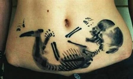 Awesome X-Ray photo like black ink tattoo on waist