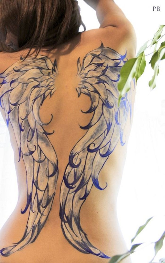 Beautiful angel wing tattoo for women