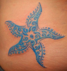 bellissima stella marina blu tatuaggio