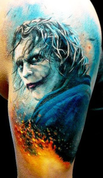 Beautiful joker tattoo by adam kremer
