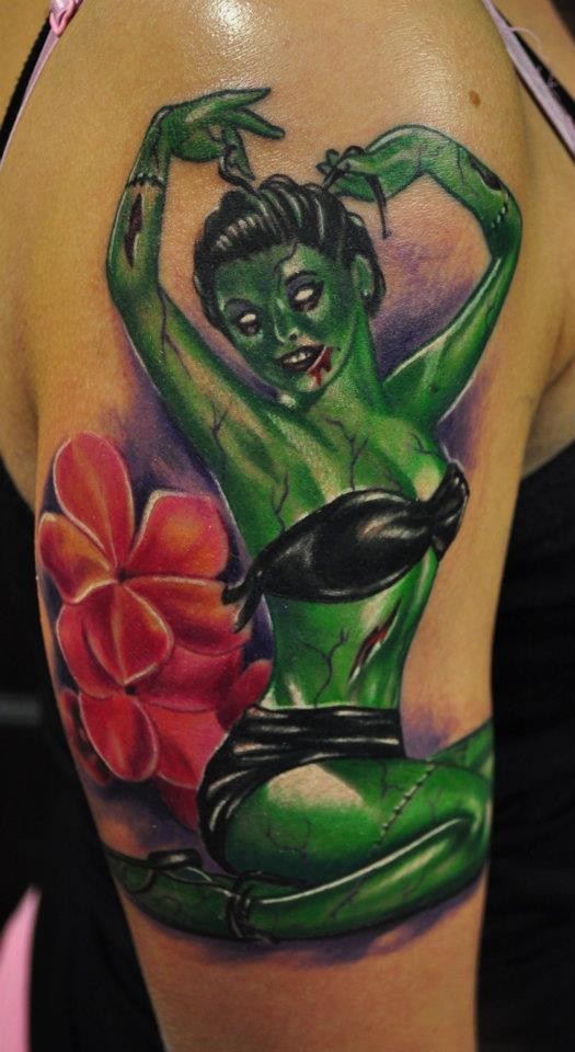 Beautiful pin up zombi girl tattoo by Chubbuck