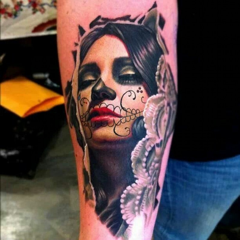 Beautiful santa muerte girl tattoo