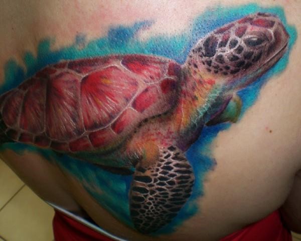 Beautiful watercolor turtle tattoo