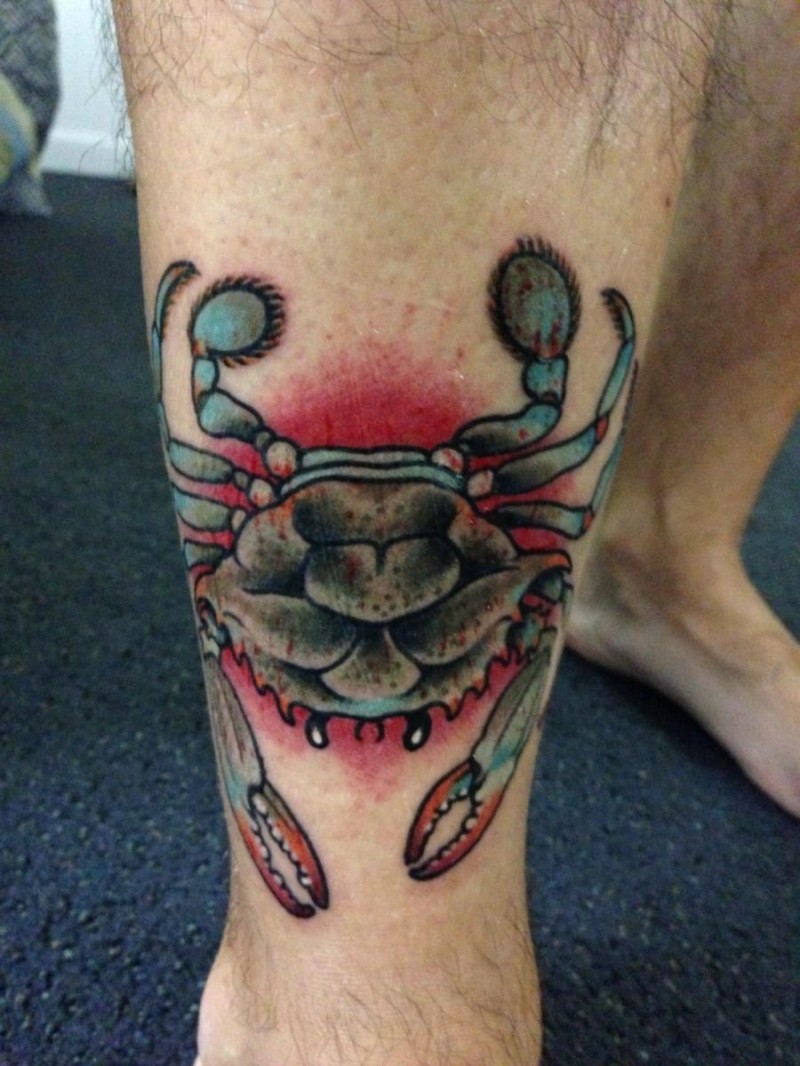 Tatuaje en la pierna, cangrejo de mar grande