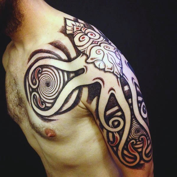 grande multicolore mistico ornamento  tatuaggio su spalla