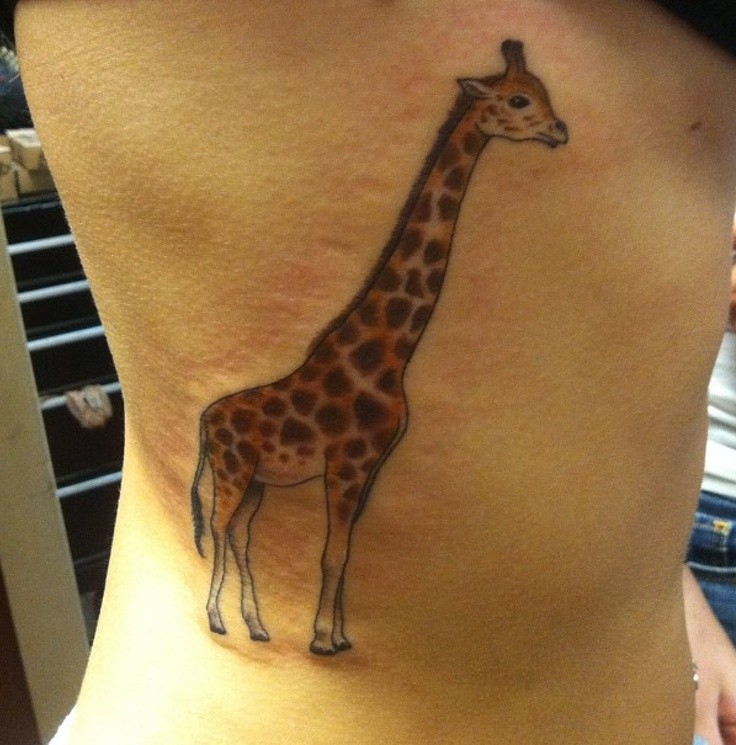 Big painted giraffe tattoo design
