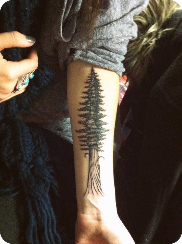 Tatuaje en el antebrazo, picea alta