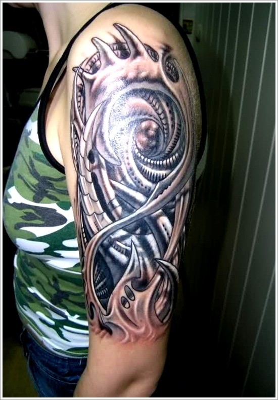 Biomechanical tattoo on arm