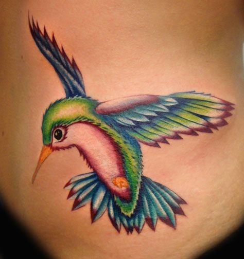 Nice coloured hummingbird tattoo