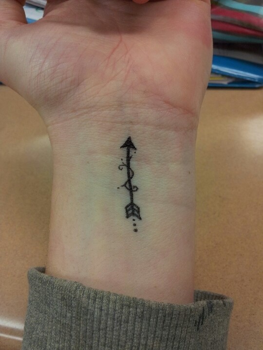 Black arrow tattoo on wrist for boys