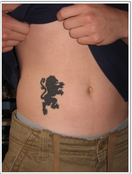 Black ink bohemian lion tattoo