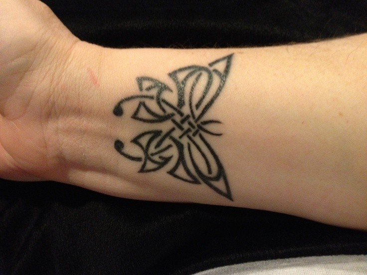 Black ink celtic butterfly tattoo design