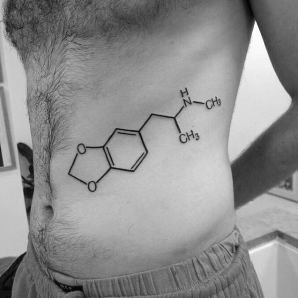 Black ink side tattoo of chemistry formula