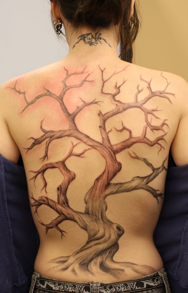 Black large tree tattoo